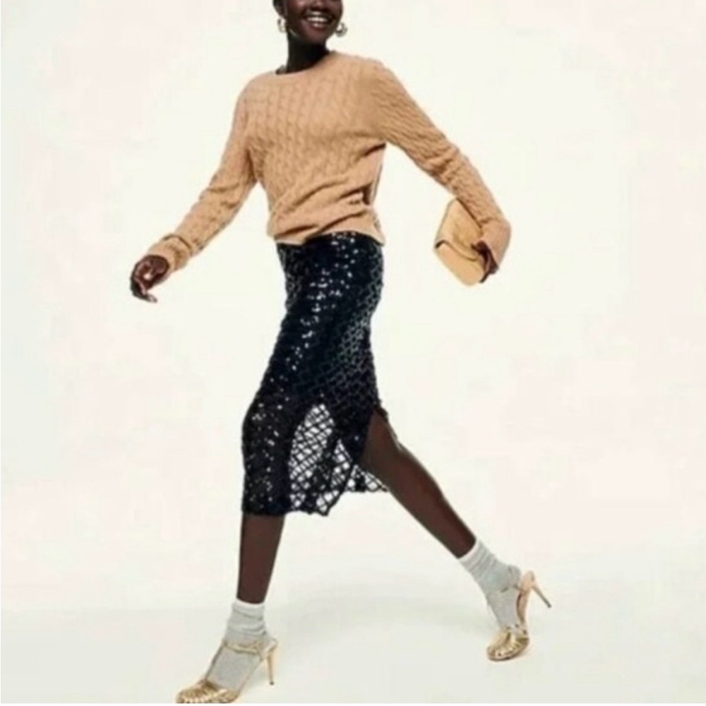 J. Crew Collection Black Sequin Midi Skirt